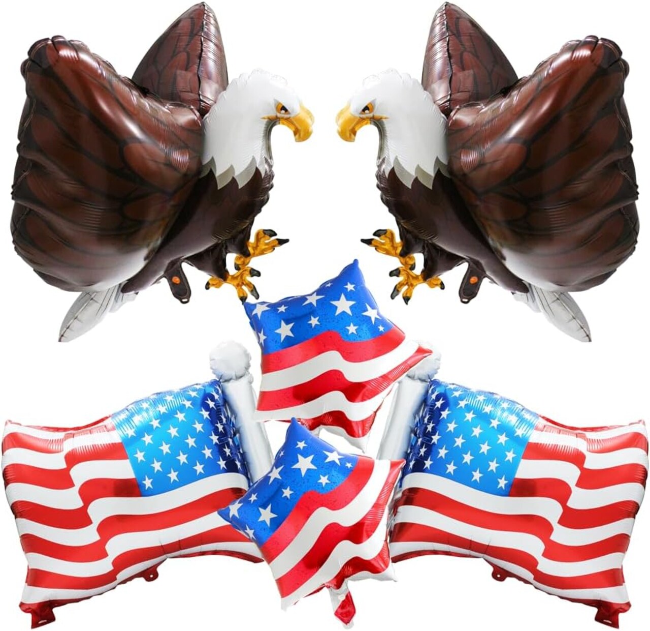 Latex Balloons Jumbo 3D Eagle & American Flag Foil Balloons – Red, White & Blue Patriotic Balloons for 4th of July, Independence Day, Veterans Day & Party Decorations